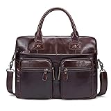 SLATIOM Herren Aktentasche Leder Tasche Geschäftsreisen Laptoptasche Leder Schulter Messenger Bag (Color : A)