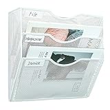 PAG Wandhalterung Dokumentenablage,Zeitschriftenhalter Wand, Wandorganizer Büro Zeitungshalter mit 3 Ebenen,für Zeitschriften/Brief/Zeitung/Notizbuch,Weiß