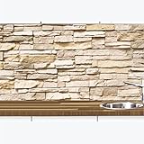 KLINOO Küchenrückwand aus Folie in Steinoptik als Spritzschutz - zuschneidbar und erweiterbar - 97cm x 68cm (Naturstein beige)