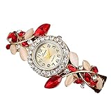 Junhasgood GroB Luxusarmband Uhr-Frauen-heiße Uhr -Frauenuhr Digital Watch Womens Elastisches Armband (Red, One Size)