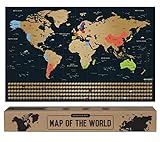 Weltkarte zum Rubbeln - Scratch off Map - Scratch Off Map - Gold - 68 cm x 43 cm - Englisch - Landkarte zum Rubbeln - Weltkarte zum Freirubbeln - Rubbelweltkarte - Weltkarte zum Freikratzen - Poster