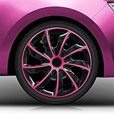 Autoteppich Stylers 14 Zoll Radkappen/Radzierblenden 002 Bicolor 14' (Schwarz-Pink) passend für Fast alle Fahrzeugtypen – universal