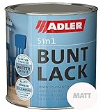 ADLER 5in1 Buntlack für Innen und Außen - 125ml- Wetterfester Lack und Grundierung für Holz, Metall & Kunststoff RAL9001 Cremeweiß