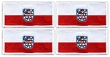 Set mit 4 – Flagge von Thüringen – schwarzes VeIcro/Klettverschluss-Rückseite – bestickter Aufnäher/Abzeichen/Emblem