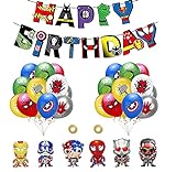 rosepartyh Superhelden Geburtstagsdeko Dekorationen Luftballon Avengers Folienballon Marvel Alles Gute Zum Geburtstag Banner für Kinder Geburtstagsfeier Dekorationen