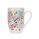 KIUB Große Tasse aus Porzellan, rund, Motiv Libelle und Schmetterling, Höhe 12 cm, Fassungsvermögen 490 ml, farblich sortiert