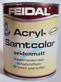 Feidal Acryl Samtcolor/farblos/seidenmatt / 375 ml/Klarlack auf Wasserbasis/PU-verstärkt/für höchste Ansprüche/für Holz, Stahl, Alu, Zink, Hart-PVC, Tapeten, Beton, Mauerwerk