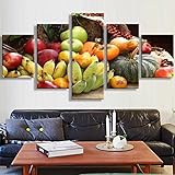 SYMY fünf Stück Kunstdrucke Moderne Druck Moderne Wohndekoration Gesundes Essen Obst Hintergrund Dekoration Modulare 5 Teiliges Wandbild 150 * 80