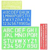 YOTINO 4 Stück Schablone Alphabet Buchstaben Nummer Handwerk Kunststoff Schablonen Linealhilfslinien Set