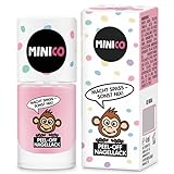 MINICO Premium Kinder Nagellack Rosa, abziehbar, dermatologisch-getestet, ungiftig, geruchlos, kindgerecht, nachhaltig, vegan, wasserbasis, peel-off entfernbar