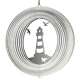 CIM Edelstahl Windspiel - Leuchtturm 180 - lichtreflektierend - Durchmesser: 18cm - inkl. Aufhängung - Gartenddeko Metall