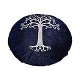 Elbenwald Herr der Ringe Kissen Der Weiße Baum von Gondor Motiv Stickerei rund Ø 43 cm Samt blau