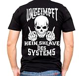 UNGeimpft Kein Sklave des Systems T-Shirt Cooles Fun Shirt Sprüche Anti Lockdown (L), Schwarz