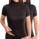 HERMKO 17855 2er Pack Damen Shirt mit Rollkragen, Farbe:schwarz, Größe:48/50 (XL)