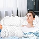 Purpledi Badewannenkissen,Badekissen als Nacken&Nackenkissen Badewanne, mit 4D-Air-Mesh-Technologie,Nacken, Rücken in der Badewanne 6 Saugnäpfen, Badewannen kopfstütze für Home Spa(White), 43.5*43cm