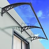 Wetterfeste Türvordach,Vordach Haustür Überdachung,Modernes Design Pultbogenvordach,Haustürvordach Pultvordach aus 2.5mm Dicke Transparentes Polycarbonat,Sonnenschutz (100x200cm/39 x79)