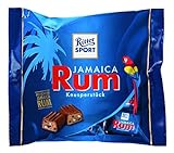 RITTER SPORT Rum, 200 g, gefüllte Vollmilchschokolade mit Haselnusscreme, Sultaninen & Rum, karibische Knusperstücke mit Schokolade und echtem Jamaica Rum, einzeln verpackt