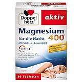 Doppelherz Magnesium 400 für die Nacht mit Melisse und Lavendelöl – Magnesium zur Unterstützung der normalen Muskel- und Nervenfunktion – 1 x 30 Tabletten
