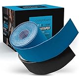 Coopalupo Kinesiotapes | Sporttape 2er Set (Blau + Schwarz) | (5m x 5cm) Tape Kinesio wasserfest & elastisch | Hautfreundliches Physio Tape | Inkl. Mini-Schere