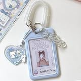 RUNRAYAY Blue Acryl Kpop Photocard Holder mit Aufhängung, Kawai Schlüssel Schlüssel-Foto-Schutz-Set Sammlung Studentenkartenbox transparent 3 Zoll Idol-Karte (D)