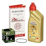 Castrol 10W-40 Öl + HiFlo Ölfilter für Yamaha WR 125 R/X, 09-15, DE07 - Ölwechselset inkl. Motoröl, Filter, Dichtring