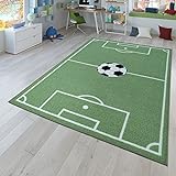 TT Home Kinder-Teppich, Spiel-Teppich Für Kinderzimmer Mit Fußball-Design, In Grün, Größe:140x200 cm