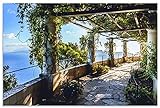 ARTland Wandbild Alu Verbundplatte für Innen & Outdoor Bild 60x40 cm Ausblick Meer Strand Küste Garten Villa Capri Italien U2IS