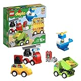 LEGO 10886 DUPLO Meine ersten Fahrzeuge, Bausteine, Spielzeug ab 1,5 Jahre, Motorikspielzeug mit LKW, Hubschrauber und Anderen Fahrzeugen