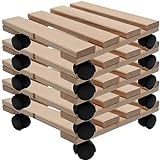 Unbekannt Fünf Pflanzenroller Holz MASSIV aus stabilem Buchenholz eckig 30 cm x 30 cm bis 120 KG