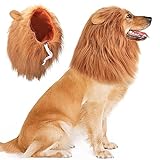 Vivifying Hundekostüm Löwenmähne, Verstellbar Hunde Perücke mit Ohren für Mittlere und Große Hunde (Braun)
