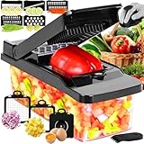 Gemüseschneider Mandoline Gemüseschneider Multischneider Julienner Zwiebelhäcksler Lebensmittelhäcksler Gemüseschneider Vegetable Chopper Dicer für Hobeln Von Obst Gemüse - Schw