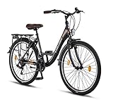 Chillaxx Bike Strada Premium City Bike in 26 und 28 Zoll - Fahrrad für Mädchen, Jungen, Herren und Damen - 21 Gang-Schaltung - Hollandfahrrad Citybike (26 Zoll, Schwarz-Braun V-Bremse)