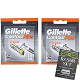 Gillette Contour Plus Rasierklingen - 20 Ersatzklingen für Herren Nassrasierer mit schwenkbarer Doppelklinge - Doppelpack (2x10 Rasierklingen Set)