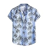 FASLOLSDP Mode Hemd Ärmelbluse lässiges ethnisch Druck hawaiianisches T-Shirt für Herren Kurze Männer Hem Trachten Hemd Herren