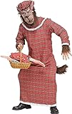 MIMIKRY Großer Böser Wolf Rotkäppchens Großmutter Herren-Kostüm Rot kariert Oma Halloween, Größe:XXL-3XL