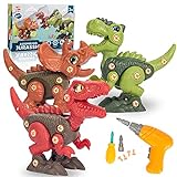 JRD&BS WINL Dinosaurier-Spielzeug-Set zum Auseinandernehmen für Kinder, Bauspielzeug mit Bohrmaschine für Jungen, pädagogisches Dinosaurier-Spielzeug für 3 4 5 6 Jungen Mädchen (S)