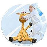 Baby Baumwolle Krabbeldecke Cartoon-Giraffe-Ballon Baby Crawl Spielmatte, Rund Krabbelmatte, Weich Gepolstert Bodenkissen Für Kinder Spiel Gym Aktivität 80cm