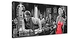Kunstdruck auf Leinwand, Motiv Monroe Elvis James Dean und Humphrey, Panorama-Bild, Schwarz/Weiß, Schwarz , 03- 24' X 12' (60cm X 30cm)