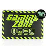 signodoo Gaming Zone Schild | Größe: 20 x 30 cm | Material: Weich-PVC-Folie, selbstklebend | Langnachleuchtend | Eat Sleep Game Repeat | Wand- & Türschild