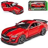 Bburago Ford Shelby Mustang GT500 VI Coupe Rot mit Streifen in Schwarz Modell Ab 2014 Version 2020 1/32 Auto