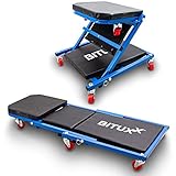 BITUXX® Werkstatt-Rollbrett Werkstattliege Montageliege Montagerollbrett Sitz als Liege oder Werkstatthocker/Klappsitz verwendbar