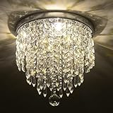 Depuley Kristall Kronleuchter Modern für Wohnzimmer: Lampe Deckenleuchte Kristalle mit Elegantem Design für Schlafzimmer Flur Küche - Silber Deckenlampe Kristall für Decke - G9-Kopf Kristall lamp