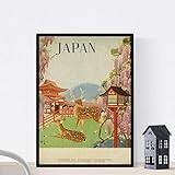 Nacnic Vintage Poster Vintage Poster Asien. Deer Japan. A3 Größe