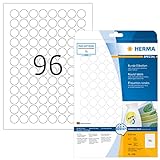 HERMA 4386 Universal Etiketten DIN A4 ablösbar (Ø 20 mm, 25 Blatt, Papier, matt, rund) selbstklebend, bedruckbar, abziehbare und wieder haftende Adressaufkleber, 2.400 Klebeetiketten, weiß