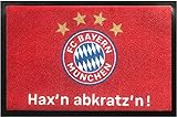 FC Bayern München Fußmatte Hax'n abkratz'n ! 60 cm x 40 cm Schmutzfangmatte mit Rutschfester PVC Unterlage Fußabtreter Fußball FCB Allianz Arena Fußabstreifer für Außen und Innen pflegeleicht