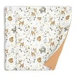 Wickelauflage Wickelunterlage aus Baumwolle 75x72 cm - Weich und waschbar Wickelunterlage für Babys Wickelmatte aus Stoff für Wickeltisch Wickelkommode oder Waschmaschine 75 x 72 Braun H