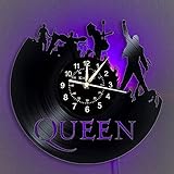 Queen Music Wanduhr, Schallplatten-Design, Dekoration für Zuhause, Schlafzimmer, Uhr mit oder ohne LED-Hintergrundbeleuchtung zur Auswahl