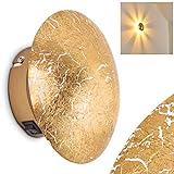 HOFSTEIN Wandlampe Mezia, runde Wandleuchte aus Metall in Gold mit Lichtspiel an der Wand, 1 x G9, Innenwandleuchte mit Strahlen-Effekt in Blattgold-Optik, ohne Leuchtmittel