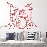 Trommel silhouette wandhaupt wohnzimmer mode dekorative instrument trommel set anzug wandaufkleber qualität tapete 42x46 cm