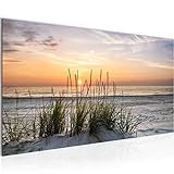 Runa Art Wandbild Strand Sonnenuntergang 1 Teilig Modern Bild auf Vlies Leinwand Wohnzimmer Flur Meer Natur 043712a